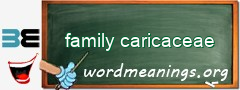 WordMeaning blackboard for family caricaceae